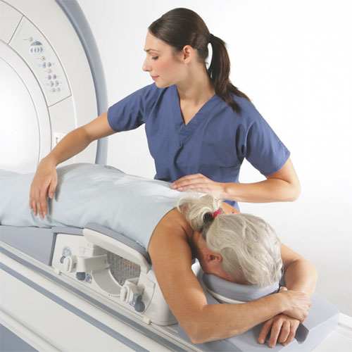 Breast MRI services in San Diego at IHS - image of patient on machine